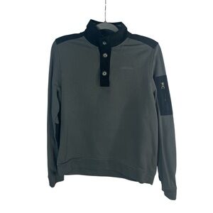 Untuckit BOLAN Henley Cotton Long Sleeves Arm‎ Pocket Colorblock Gray Black Sz S